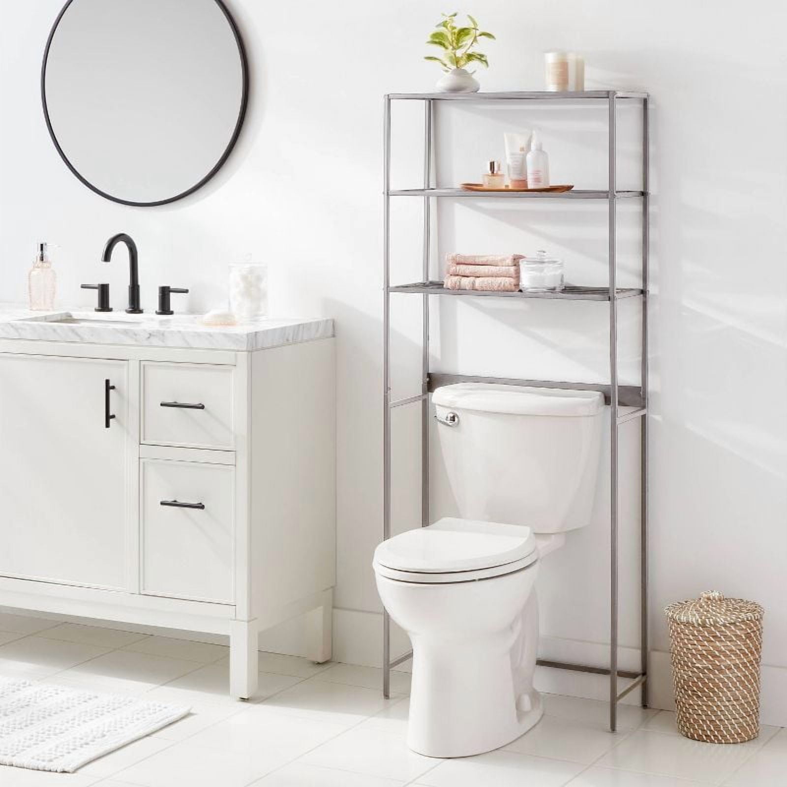 Brushed Nickel Over Toilet Storage