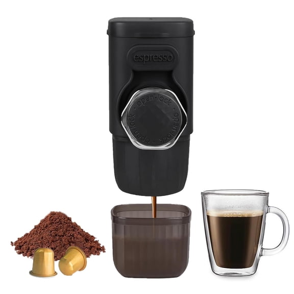 JALADA Portable Espresso Maker, Compatible with Ground Coffee & Capsules, Espresso Machine, Small Travel Coffee Maker, Perfect for Camping,Hiking,Office Y101