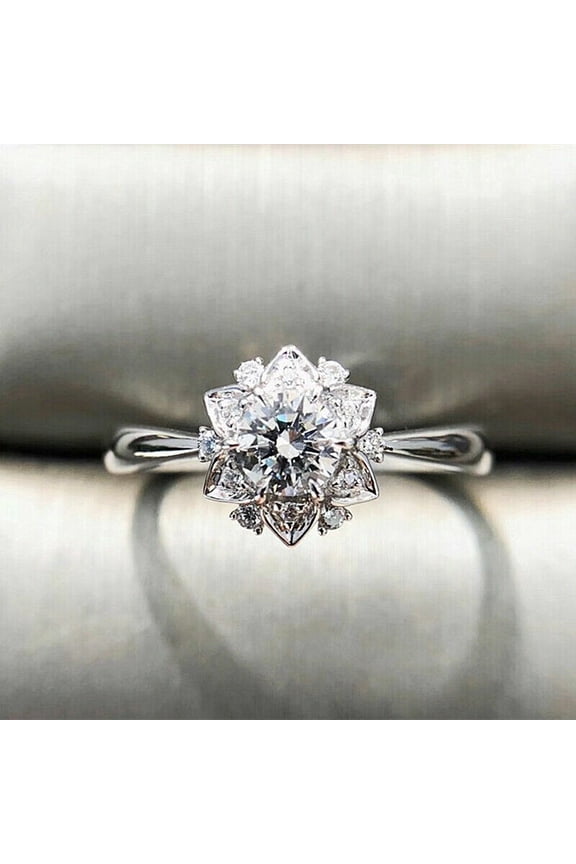 1.50Ct Round lab created diamond Snowflake Engagement Ring In white Gold plated