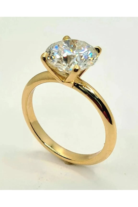 14K Yellow Gold Plated 2.00 Ct Round Cut Moissanite Women's Wedding Ring