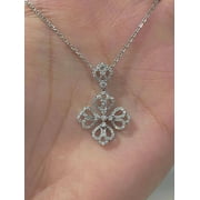 JALASH ONLINE 1Ct Round Cut VVS1/D Lab CreatedDiamond Pendant 14K White Gold Finish Free Chain