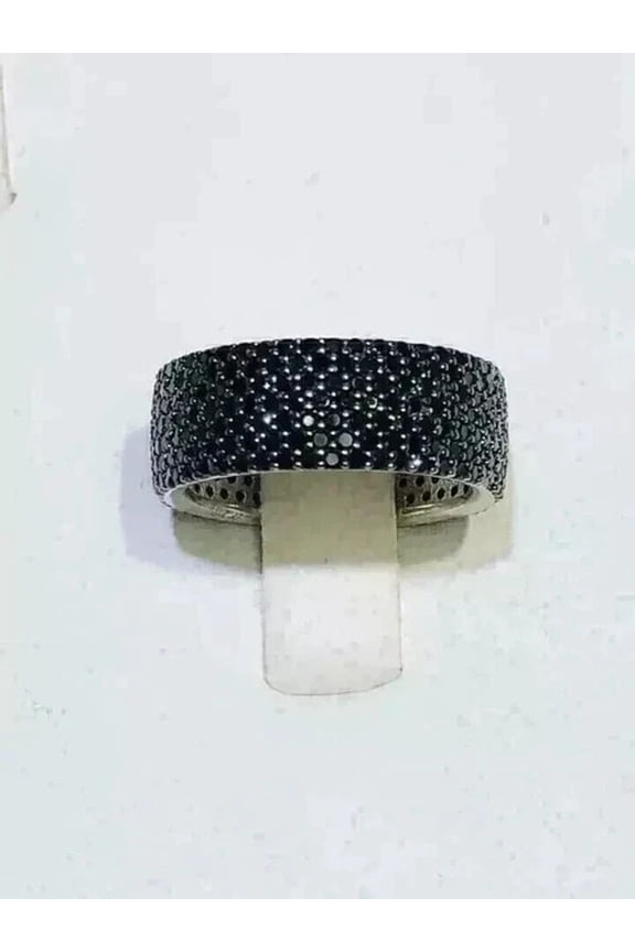 2.30CT Round Cut Lab Created Black Diamond Women's Band Ring 14K White Gold Plated