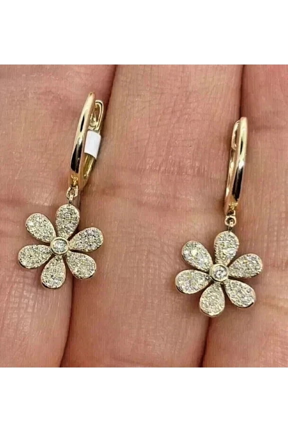 2.5Ct Round Cut Moissanite Solitaire Drop/Dangle Earrings 14K Yellow Gold Plated