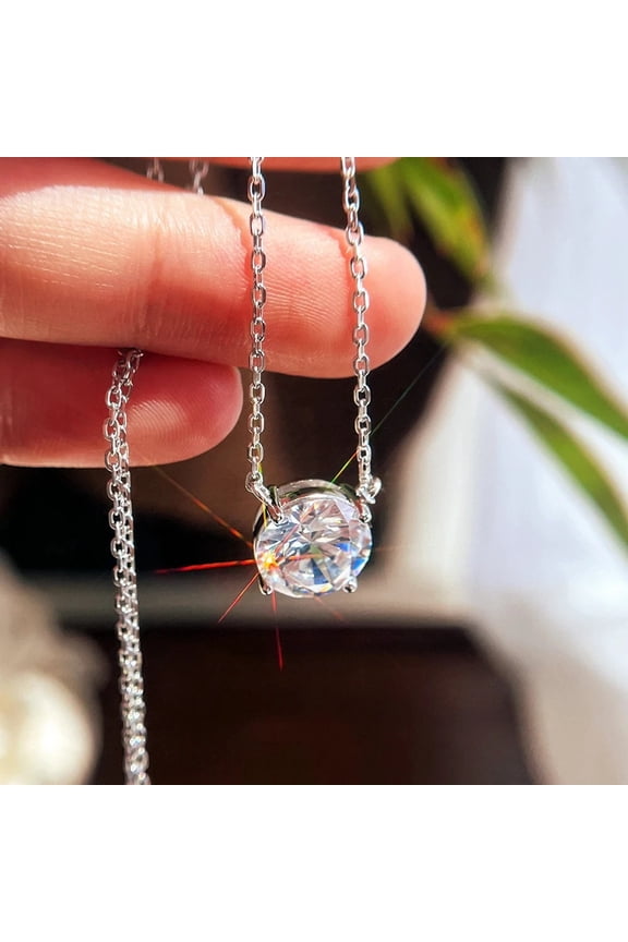 14k White Gold Plated 2ct Round Cut Lab Created Diamond Solitaire Women Pendant