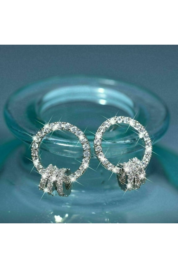 2Ct Open Round Cut Lab Created Circle Diamond Stud Earrings 14K White Gold Plated