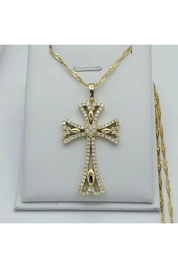 2Ct Round Cut Lab Created Diamond Stunning Cross Pendant 14k Yellow Gold Plated