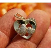 JALASH ONLINE 2Ct Round Simulated Diamond Womens Heart Pendant 14K Yellow Gold Plated