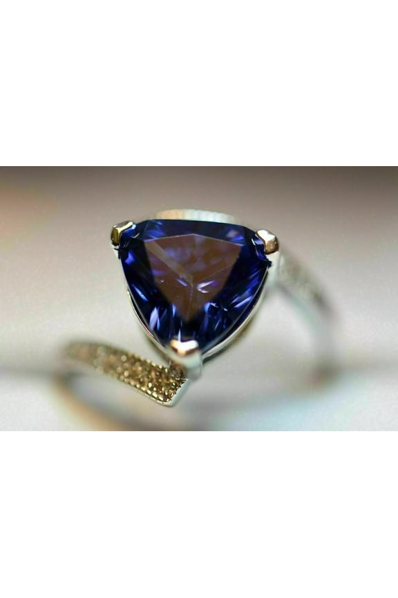 3Ct Trillion Cut Lab Created Sapphire Diamond Women's Ring 14K White Gold Plated