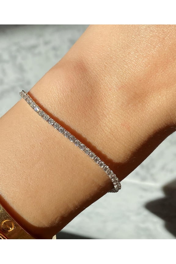 3mm Round Cut Lab Created Diamond Women's Tennis Bracelet 14k White Gold Plated