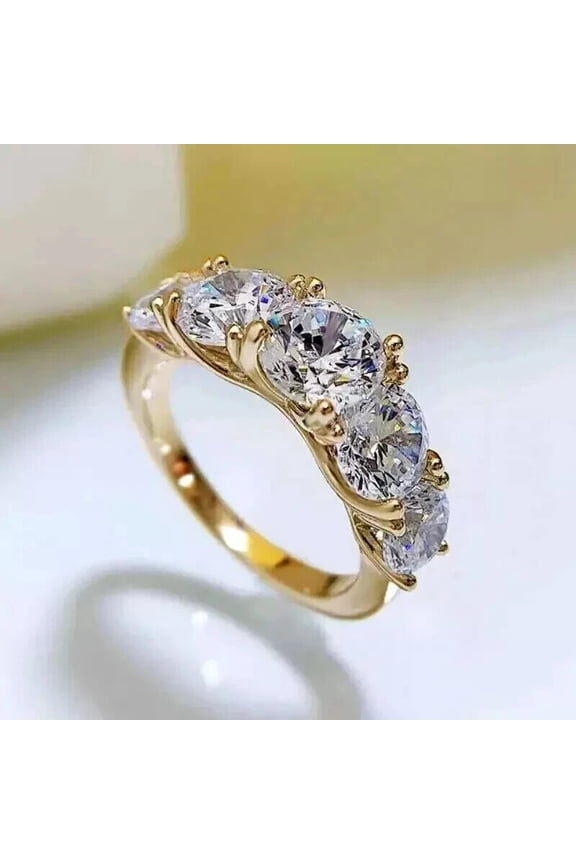 4CT Round-Cut White Moissanite Solitaire Engagement 14K Yellow Gold Plated