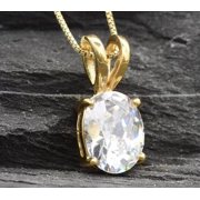 JALASH ONLINE Gift for Ladies 6 x 8mm Oval Cubic Zirconia 4 Prong Cute Stylis Pendant Silver