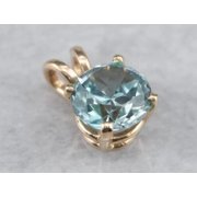 JALASH ONLINE March Birth Stone Womens 5mm Round Simulated Aquamarine Solitaire Pendant Silver