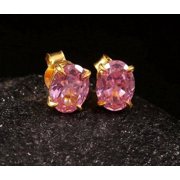 JALASH ONLINE NEW YEAR GIFT 6 x 8 Oval Simulated Pink Womens Solitaire Stud Earing 925Silver