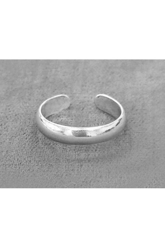 Solid Metal 925 Silver Women's Simple Adjustable Band Toe Ring White Gold Plated