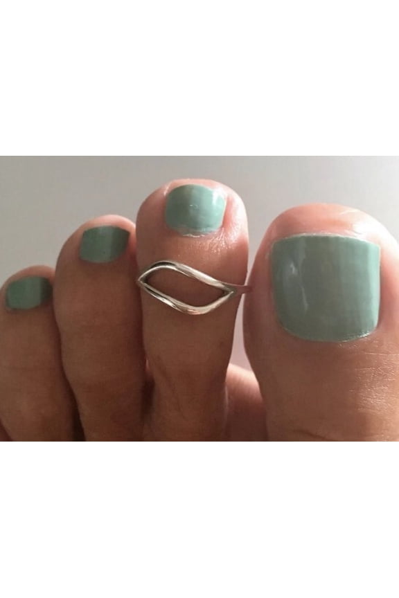 Solid Metal 925 Silver Women's Stylish Adjustable Toe Ring 14k White Gold Plated