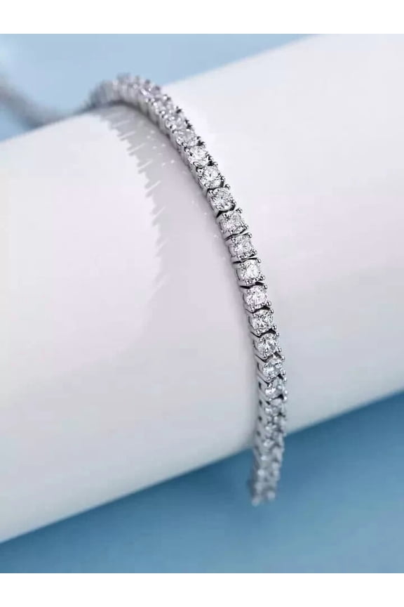 Tennis Bracelet Round Cut Lab Created Diamond 14K White Gold Plated