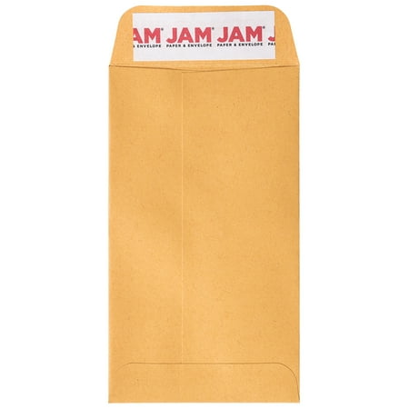 JAM #5.5 Coin Business Envelopes, 3 1/8" x 5 1/2", Brown Kraft Manila, 100 Per Pack
