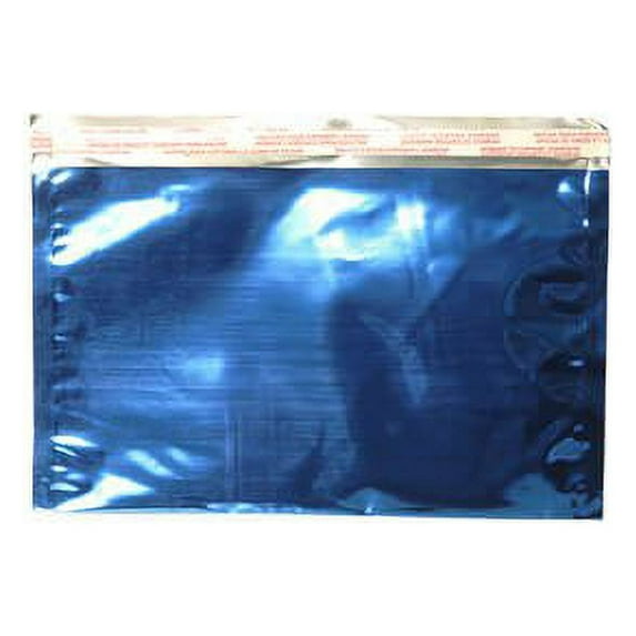 JAM 6 1/8 x 9 1/2 Foil Envelopes, Blue, 100/Pack, Peel & Seal