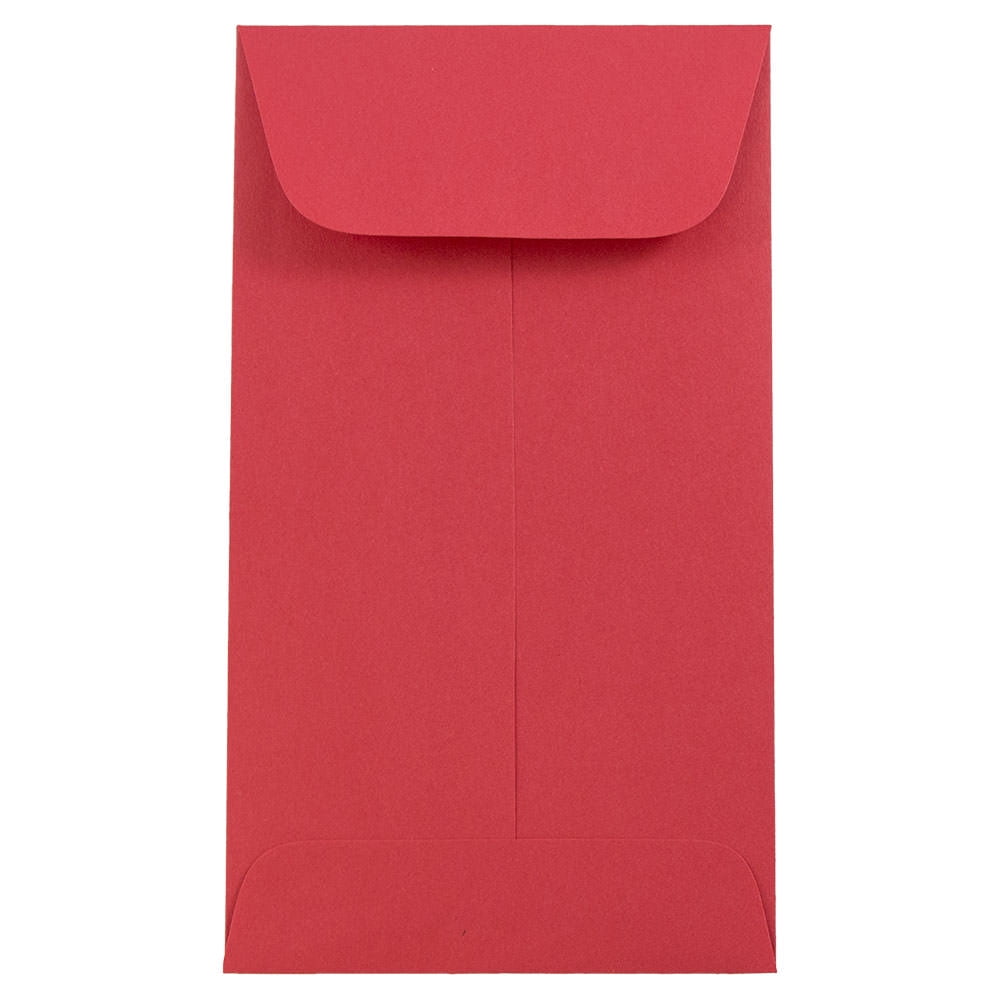 JAM 6 Coin Envelopes, 3 3/8 x 6, Red, 100/Pack