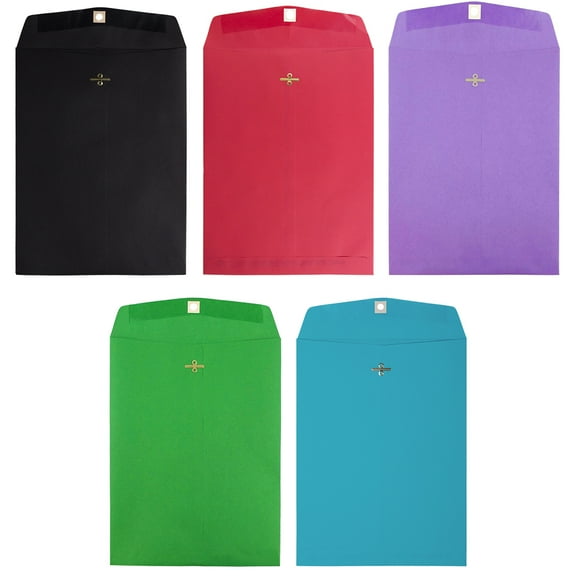 JAM 9 x 12 Clasp Envelopes, Assorted, 50/Pack