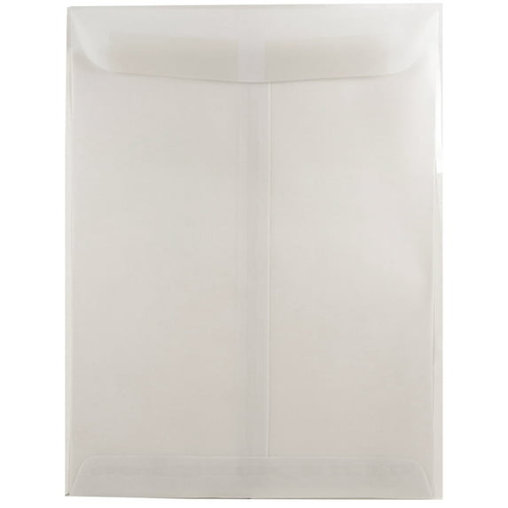 JAM 9 x 12 Open End Translucent Envelopes, 100/Pack, Clear