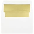 thumbnail image 1 of JAM A6 Foil Lined Invitation Envelopes, 4 3/4 x 6 1/2, White with Gold Foil, Bulk 250/Box, 1 of 2