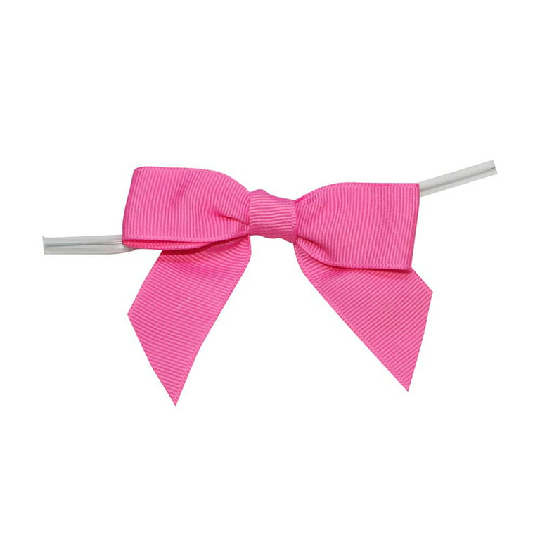 Pink Bow Twist Tie, 100 count