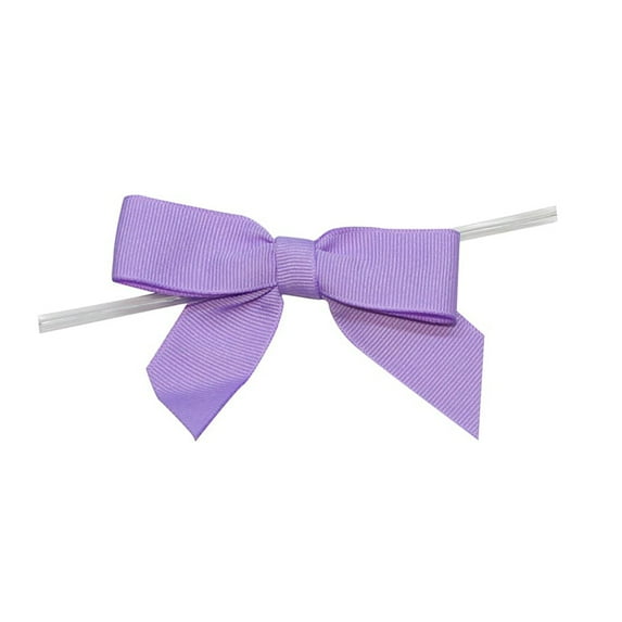 JAM All Occasion Light Orchid Polyester Small Grosgrain Twist Tie Bows, (100 Count) 0.62"