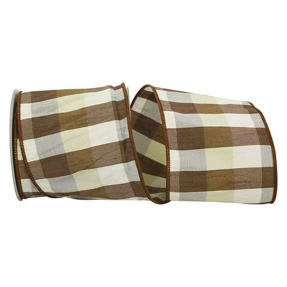 JAM All Occasion Multi-color Polyester Geometrics Checks Dupioni Ribbon, 30' x 4"