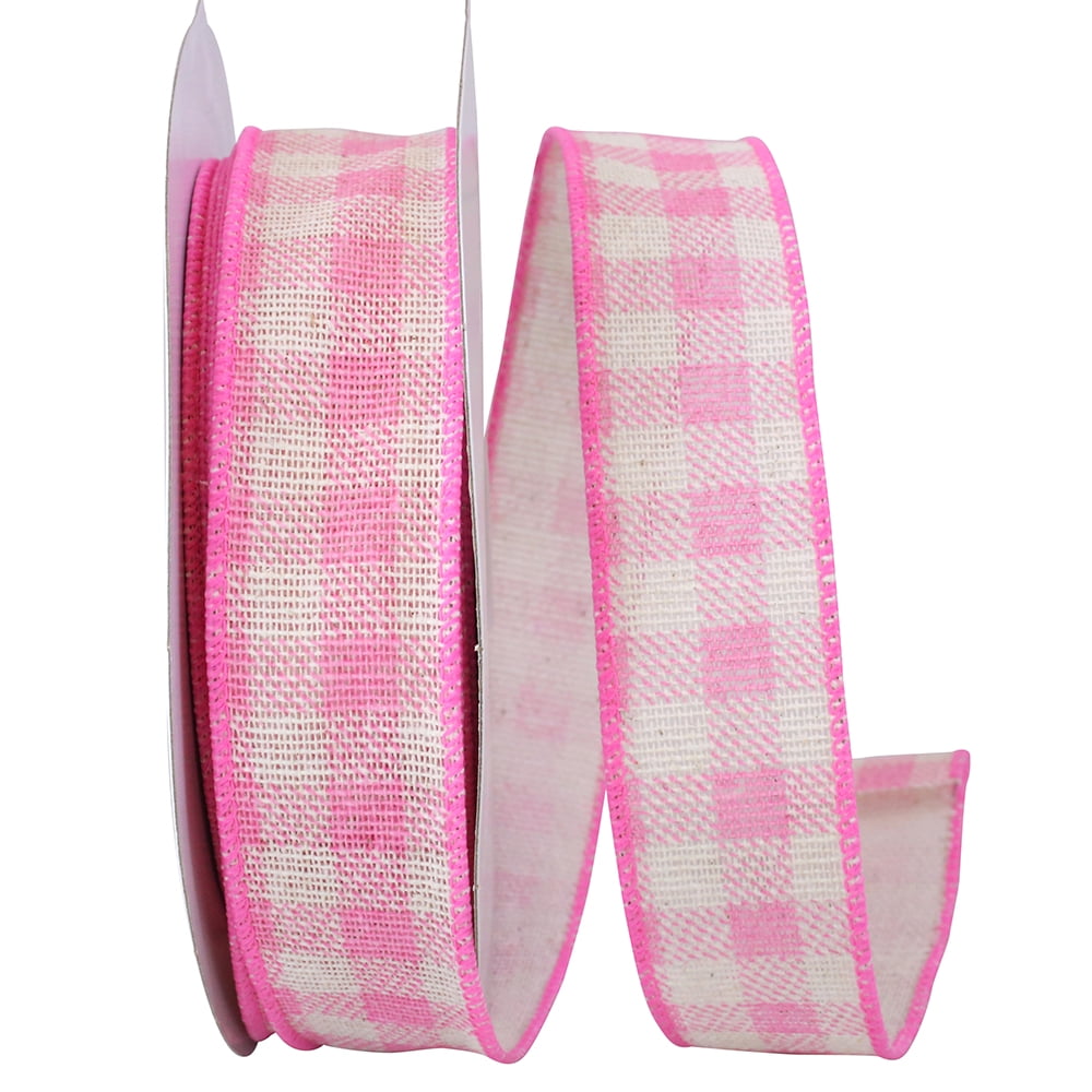 JAM All Occasion Multi-color Polyester Geometrics Checks Gingham Hopsack Ribbon, 60' x 1.5"