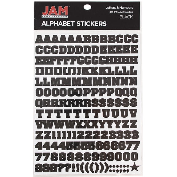 JAM Alphabet Letter and Number Stickers, 370/Pack, Black
