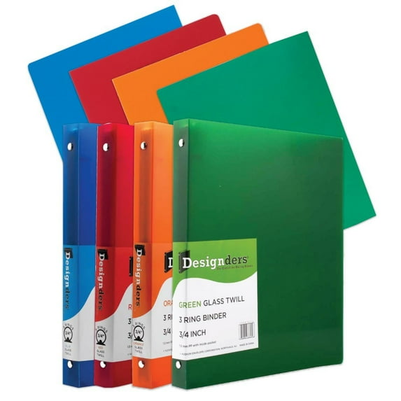 JAM Back To School Assortments, Assorted Colors, Heavy Duty Folders (4) & 3/4 Inch Binders (4), 8 Items Total