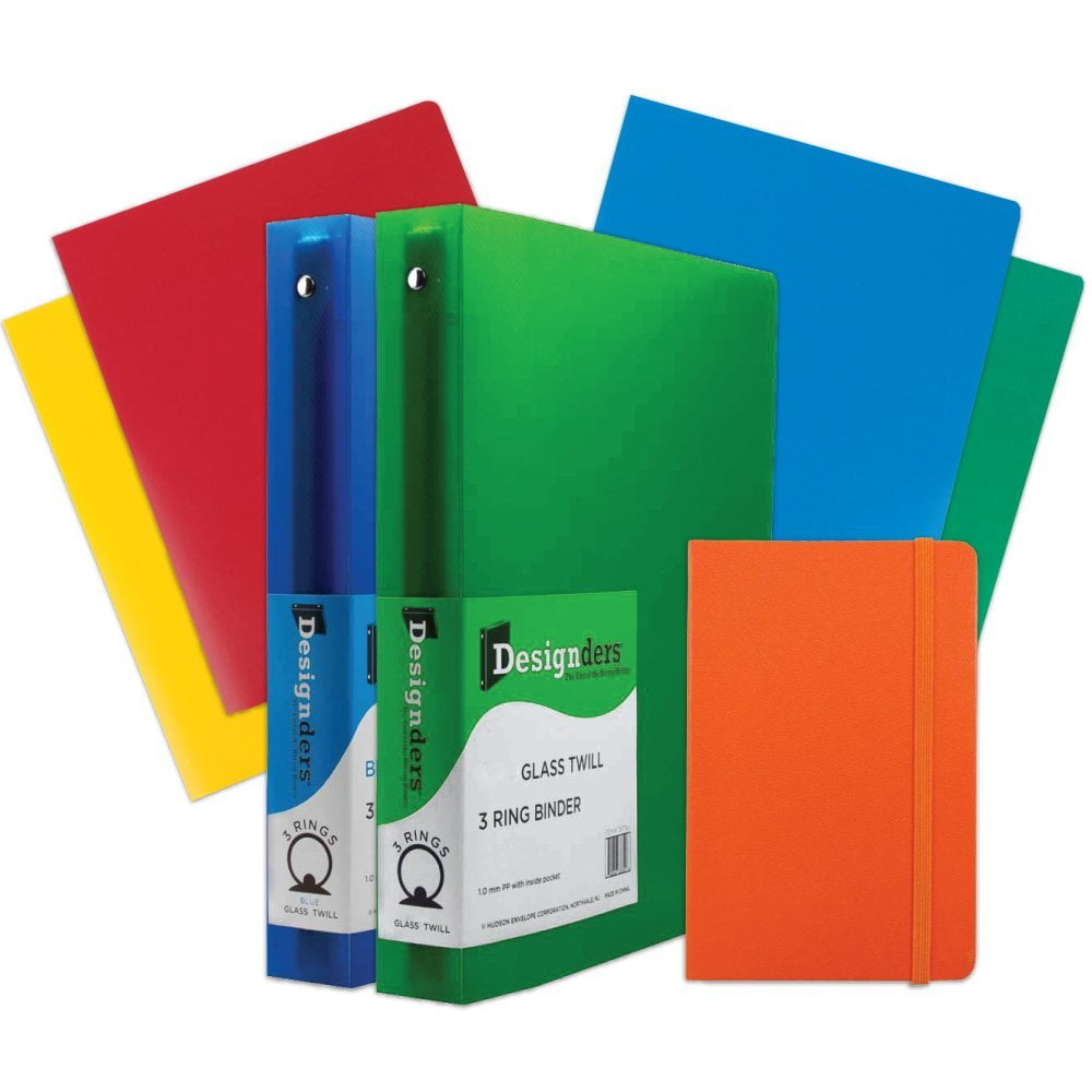 JAM Back To School Assortments, Orange, Heavy Duty Folders (4), 1.5 inch Binders (2) & an Orange Journal (1), 7 Items Total