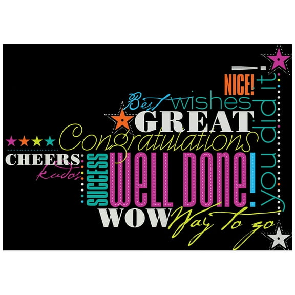 JAM Blank Congratulations Card Sets, 25/Pack, Congrats in Neon
