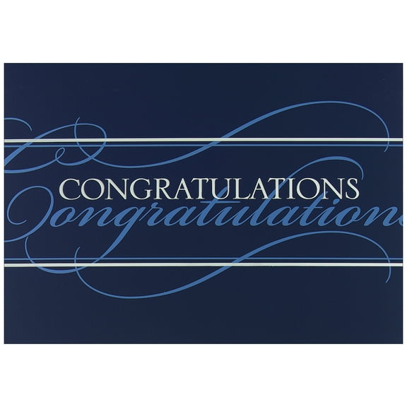 JAM Blank Congratulations Card Sets, 25/Pack, White & Blue Script