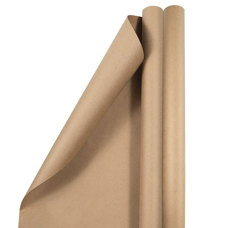 JAM Brown Paper Kraft Gift Wrap Papers, (2 Rolls) 37.5 sq ft. 