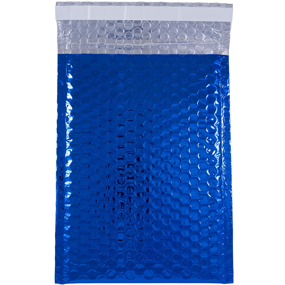 6.5 x 6.5  Blue Poly Gloss Bubble Mailers Peel & Seal