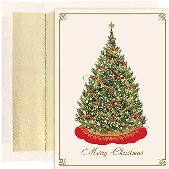 JAM Christmas Card Sets, Elegant Tree, 16/Pack
