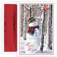 JAM Christmas Card Sets, Snowman with Cardinal, 18/Pack
