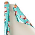 JAM Christmas Wrapping Paper, 25 Sq Ft, 1/Pack, Teal Shine Santa