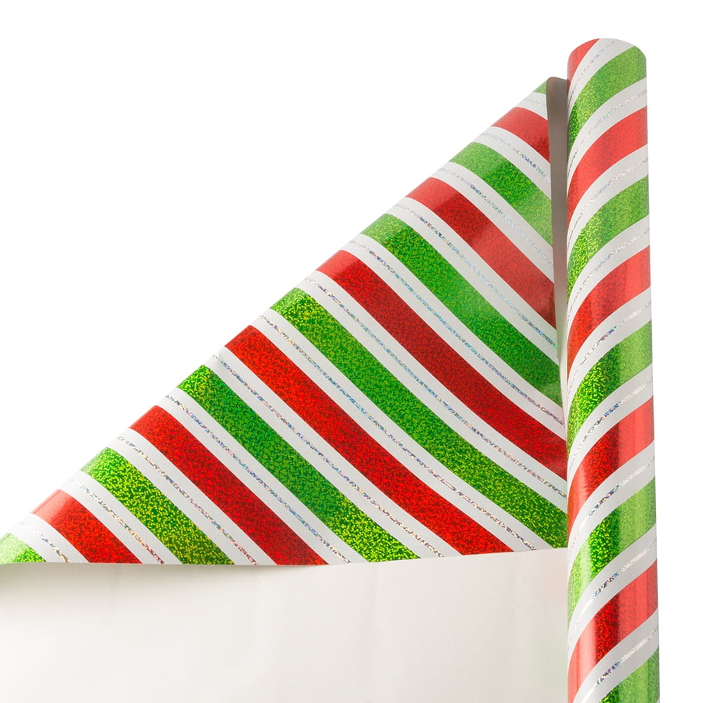Large Dark Forest Green Candy Cane Stripes Wrapping Paper by PodArtist