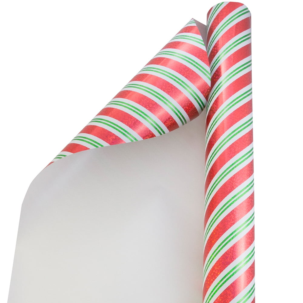 JAM Christmas Wrapping Paper, 40 Sq Ft, 1/Pack, Swirling Christmas Stripes Gift Wrap