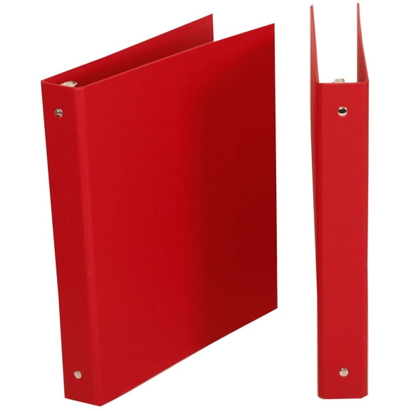 JAM® Designders®, Red Linen Cloth Covered 1 inch Heavy Duty Durable 3 Ring Binders, 48 Durable Binders per Box