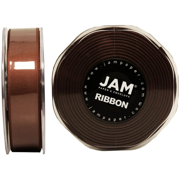 JAM Double Faced Satin Ribbon, 7/8 In x 25 Yds, 1/Pack, Brown