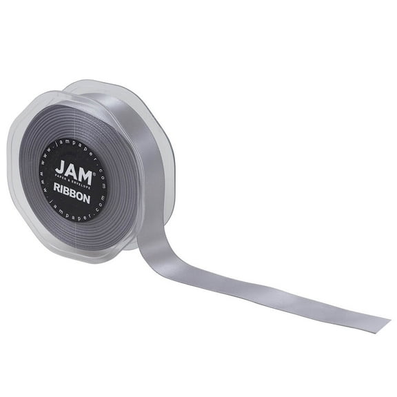 JAM Double Faced Satin Ribbon, 7/8 In x 25 Yds, 1/Pack, Silver