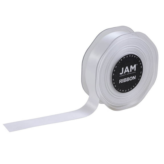 JAM Double Faced Satin Ribbon, 7/8 In x 25 Yds, 1/Pack, White