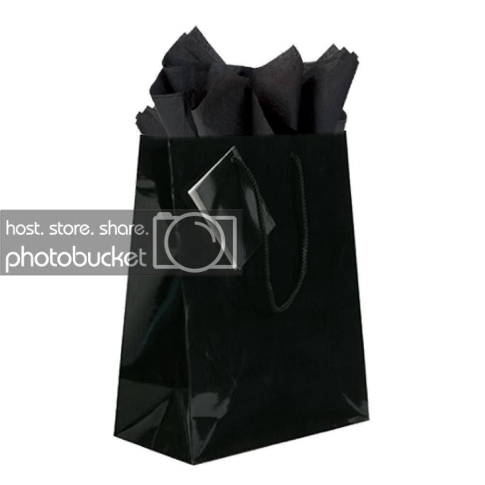 JAM Gift Bag Assortment, 2 Black Bags & Baby Blue Tissue Paper, 3/Pack