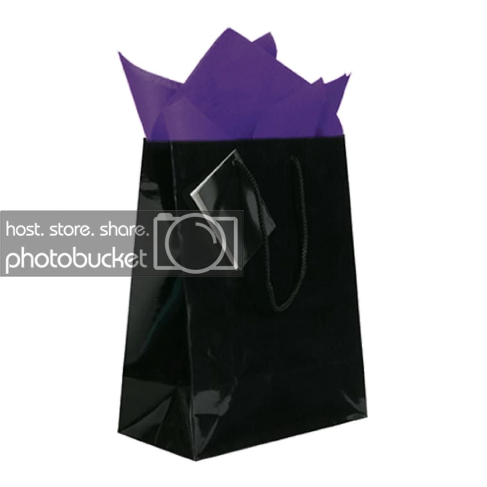JAM Gift Bag Assortment, 2 Black Bags & Purple Tissue Paper, 3/Pack