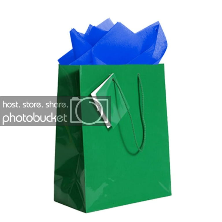 JAM Gift Bag Assortment, 2 Green Bags & Blue Tissue Paper, 3/Pack 