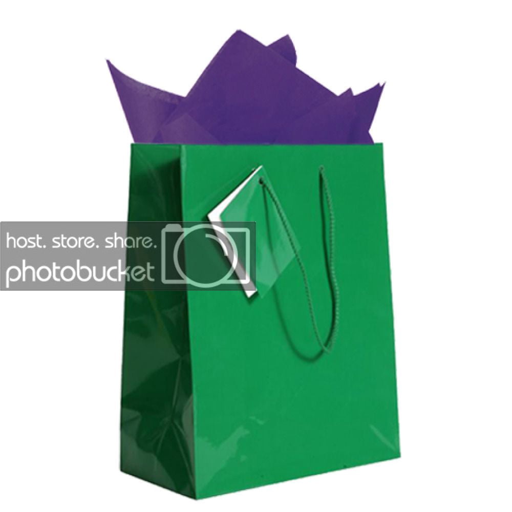 JAM Gift Bag Assortment, 2 Green Bags & Purple Tissue Paper, 3/Pack